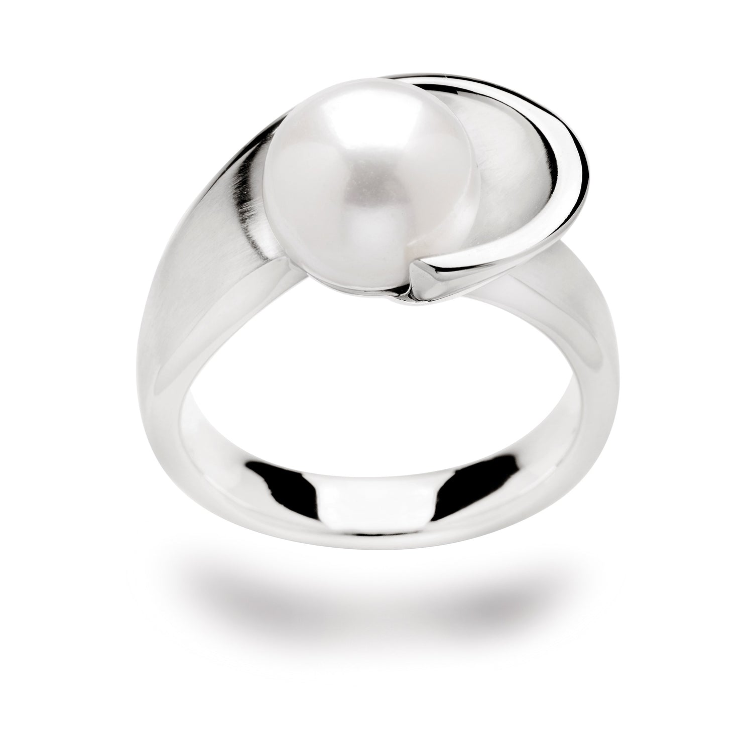 925/- Call, rho. matt/glänzend weiße Zuchtperle 4,51 ct - 52 / Rhodiniert