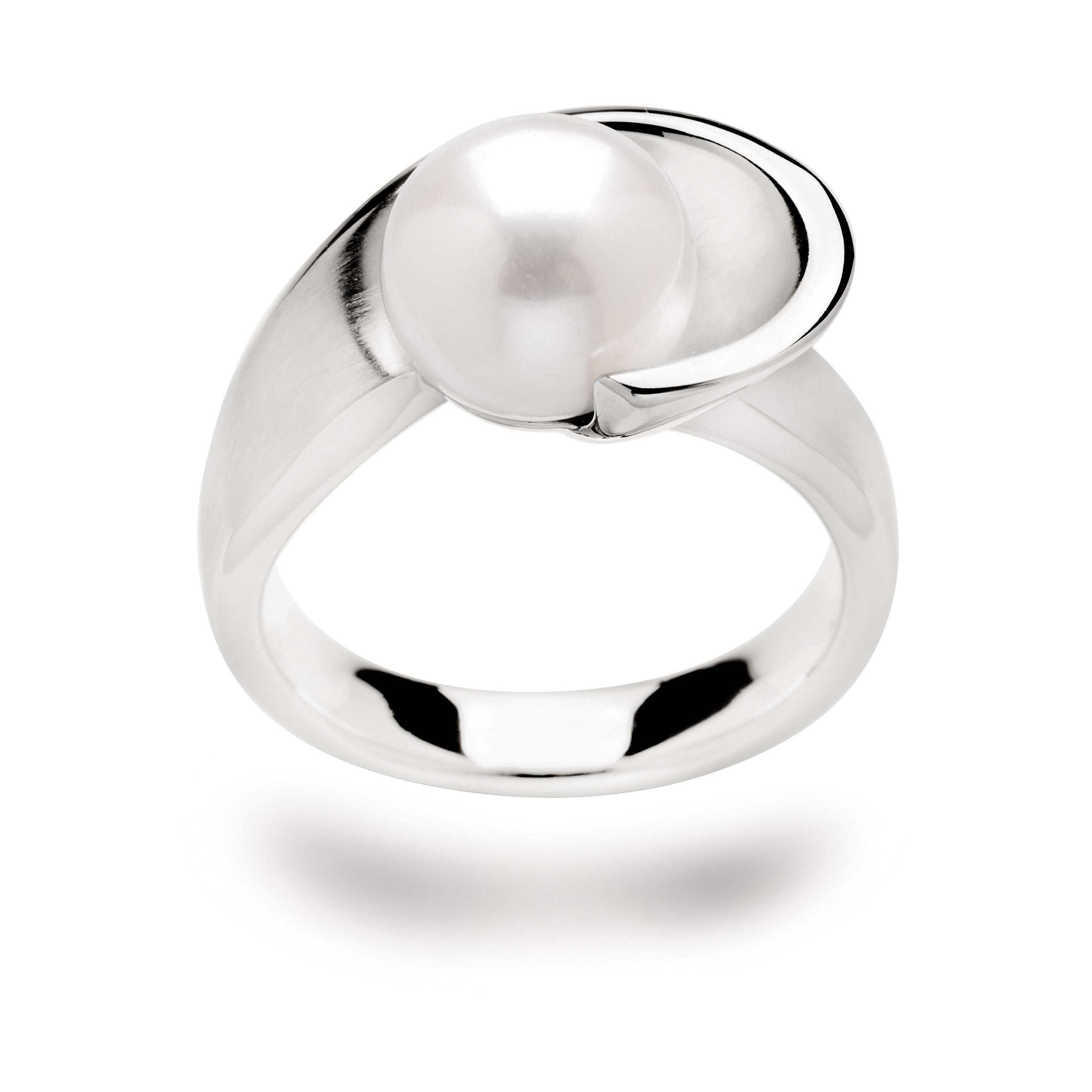 925/- Ring, rho. mat/blank hvid kulturperle 4.51ct