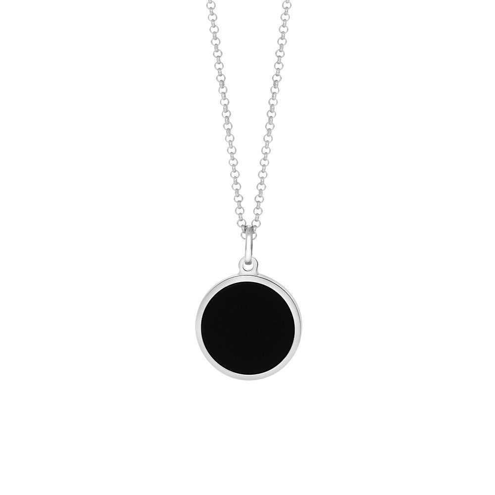 SON rhd. Sølv kæde m/ black onyx 20mm, 60cm cm