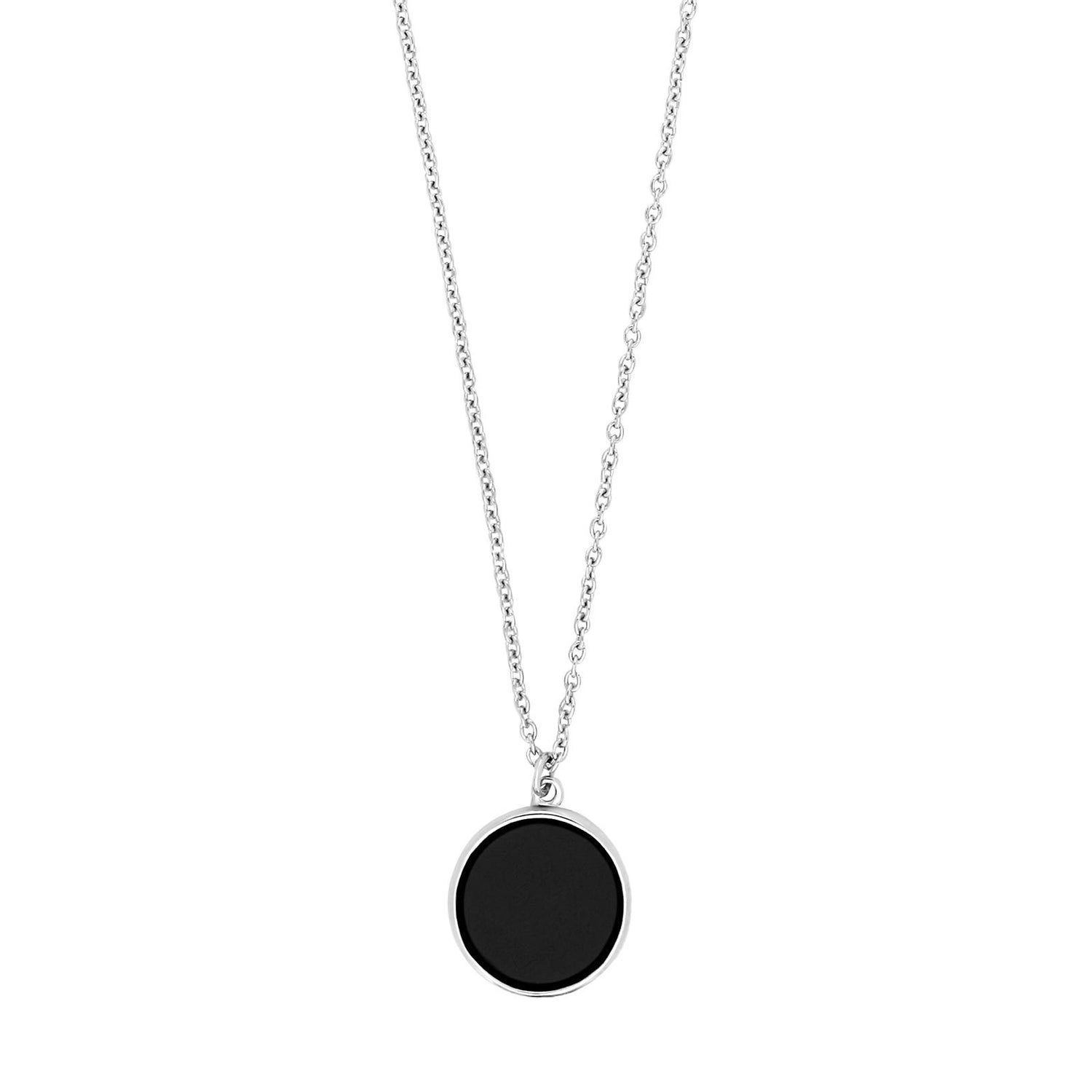 SON Rhod. Silber Halskette schwarzer Onyx