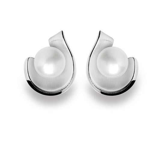 925/- earrings, rho. satin/pol., pearls 4,49ct