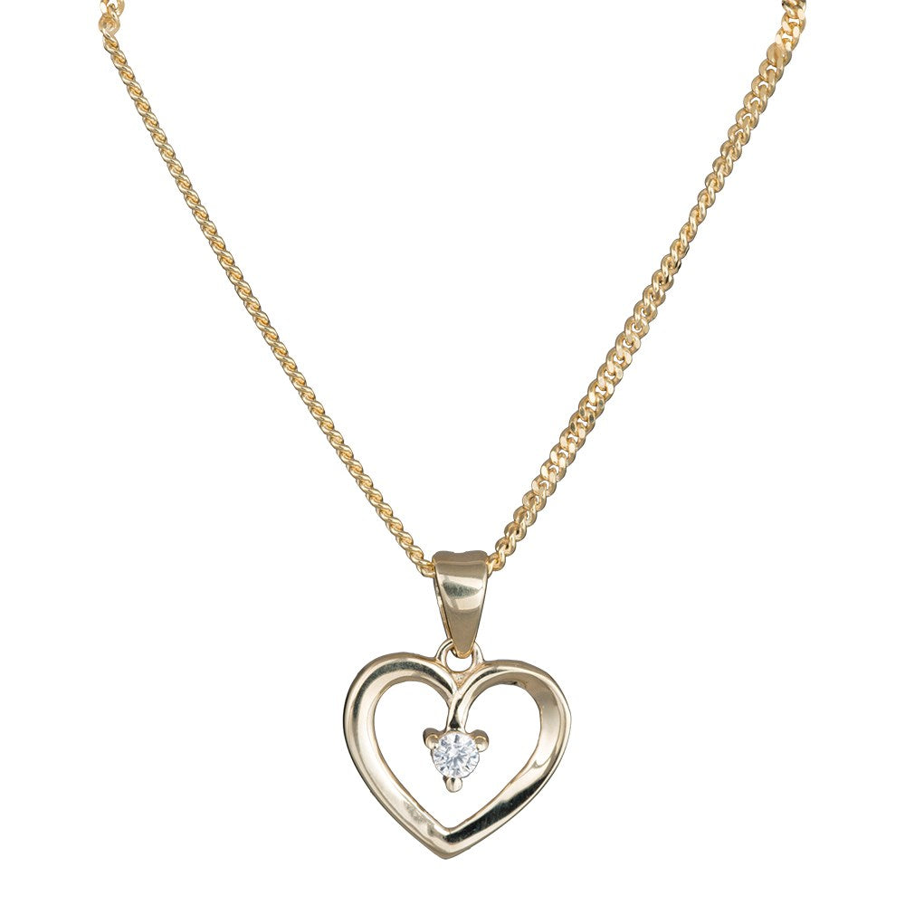 8ct. gold pendant w/heart incl. goldpl. silver cha