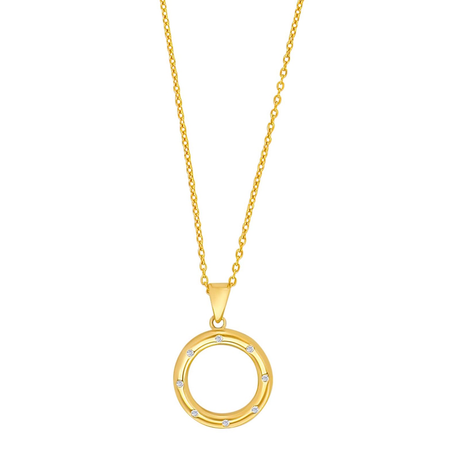 8kt. Anhänger Kreis m/ Verg. Silber Kette