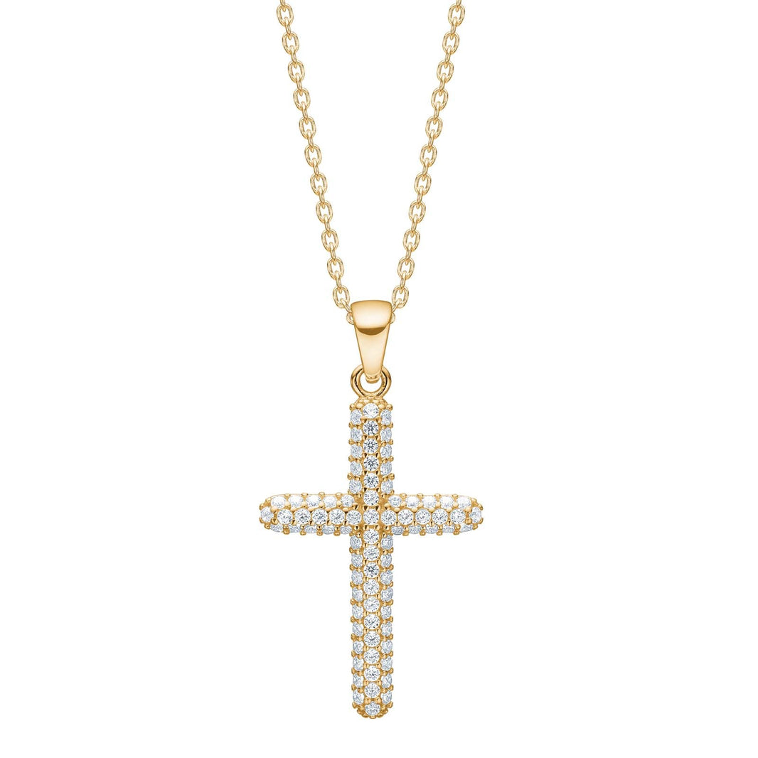 8ct. gold pendant cross w. cz