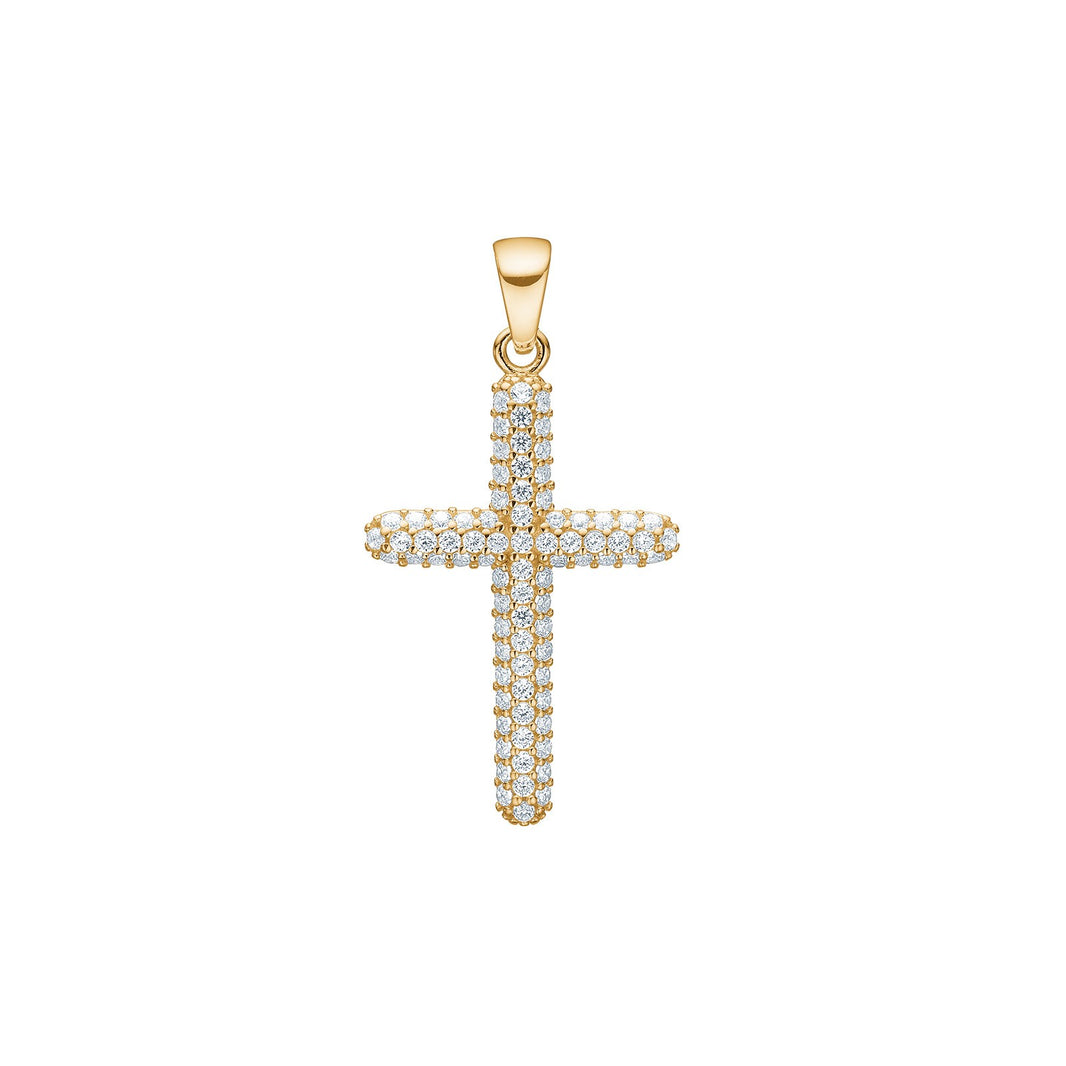 8ct. gold pendant cross w. cz