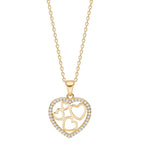 8ct. gold pendant heart w. cz gp silver chain