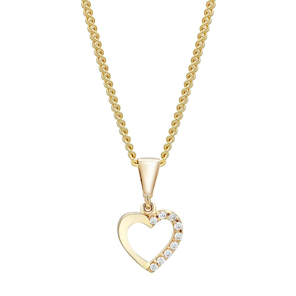 8ct. gold pendant heart w/cz incl. goldpl. Silver