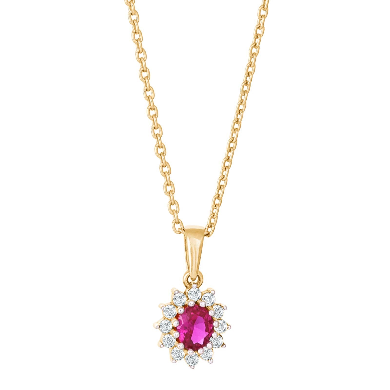 8ct. gold pendant roset w/synt. ruby and cz incl.