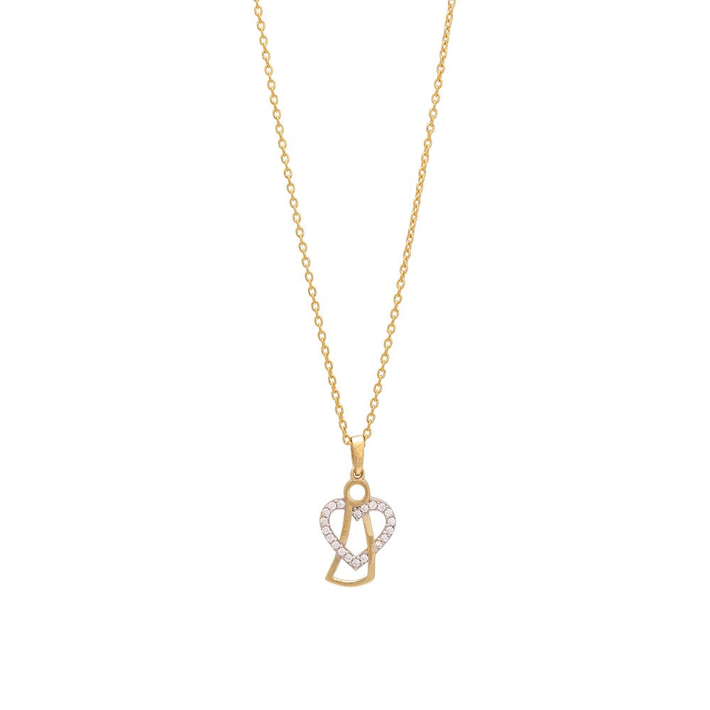 8ct. gold pendant angel w/heart and cz incl. go