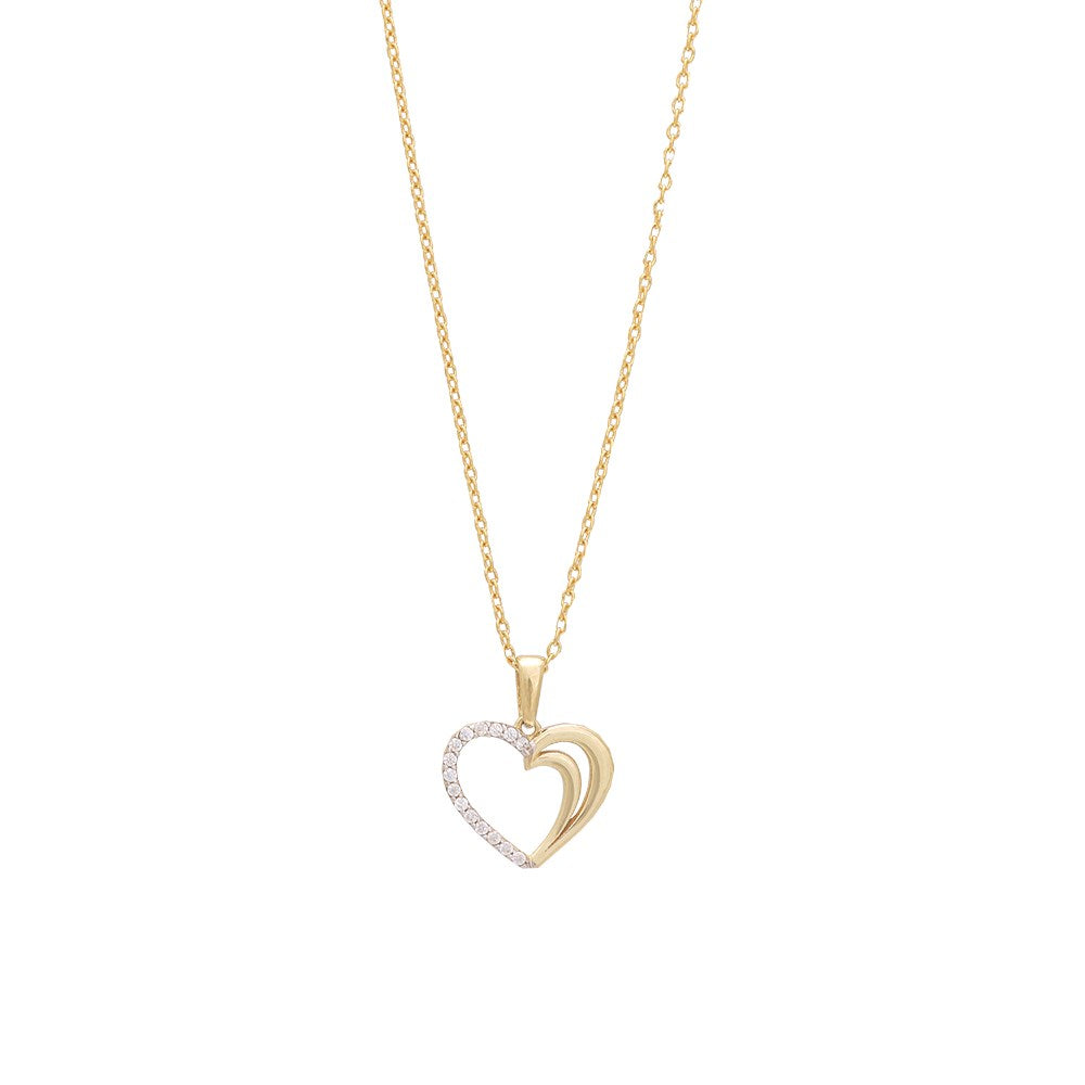 8ct. gold pendant heart w/cz incl. goldpl. Silver