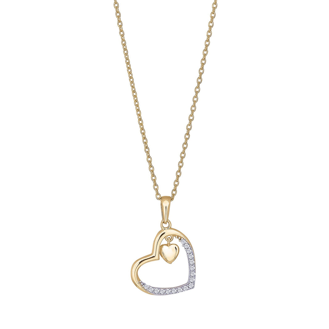 8ct. gold pendant heart w/cz incl. goldpl. Silver