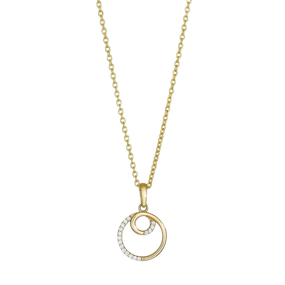 8ct. gold pendant circle w/cz incl. goldpl. silver
