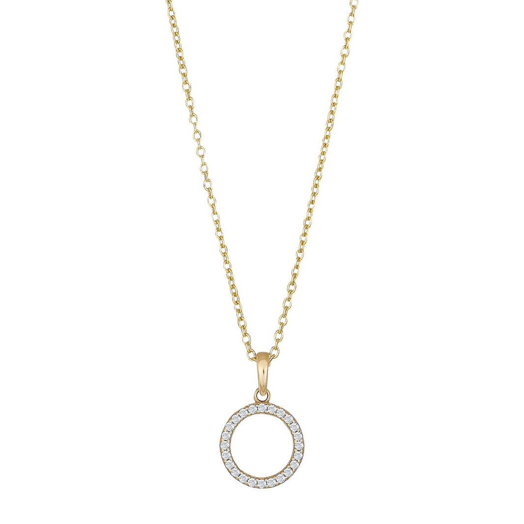 8ct. gold pendant circle w/cz incl. goldpl. silver