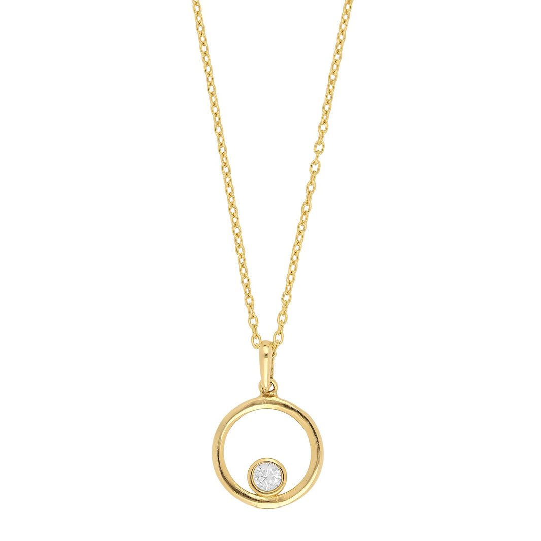 8ct. gold pendant circle w/cz incl. goldpl. silver