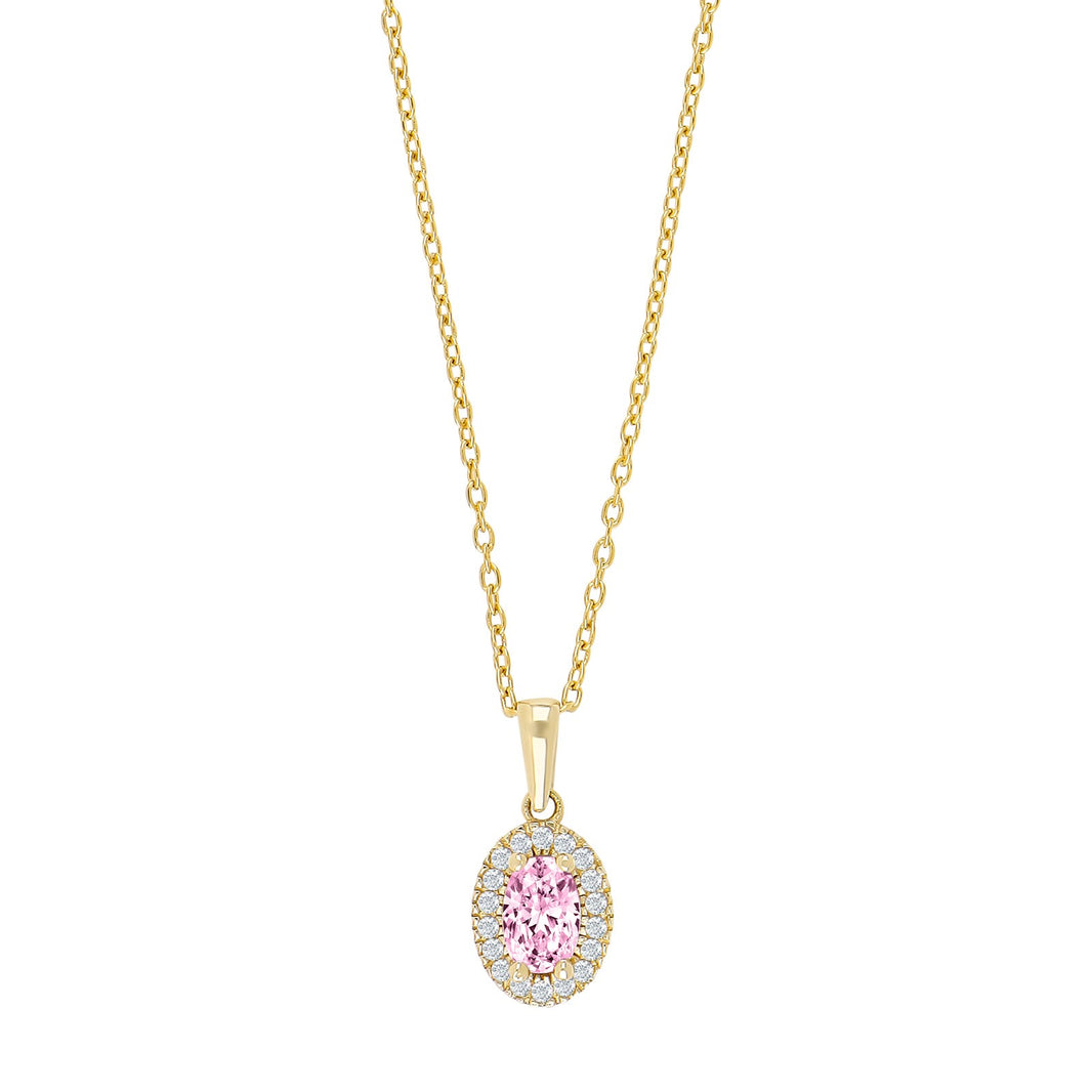 8ct. gold pendant oval rosette w/pink cz incl. forg.