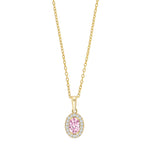 8kt. guldvedhæng oval roset m/pink cz inkl. forg.