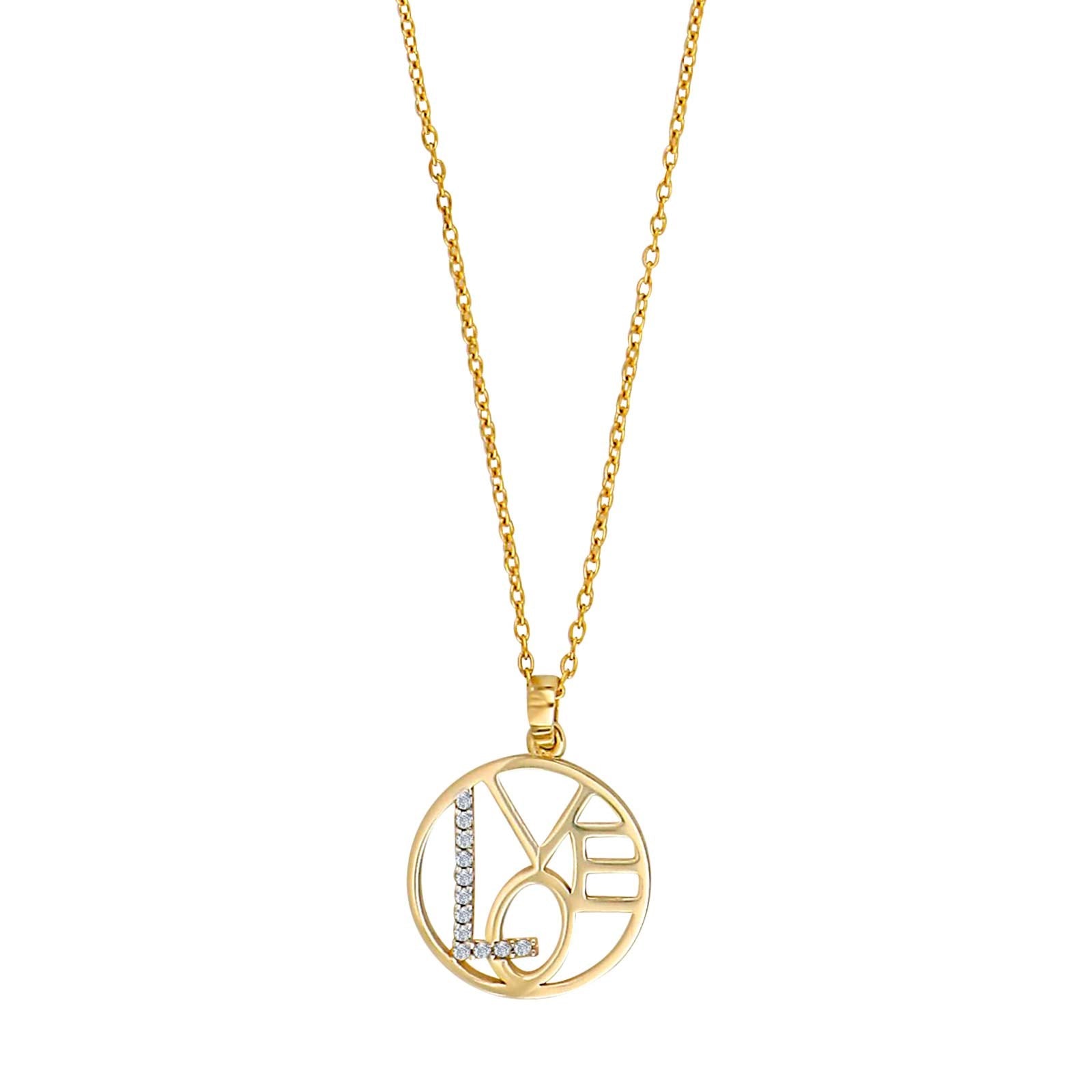 8kt. Goldanhänger LOVE w/cz inkl. Verg. Kette