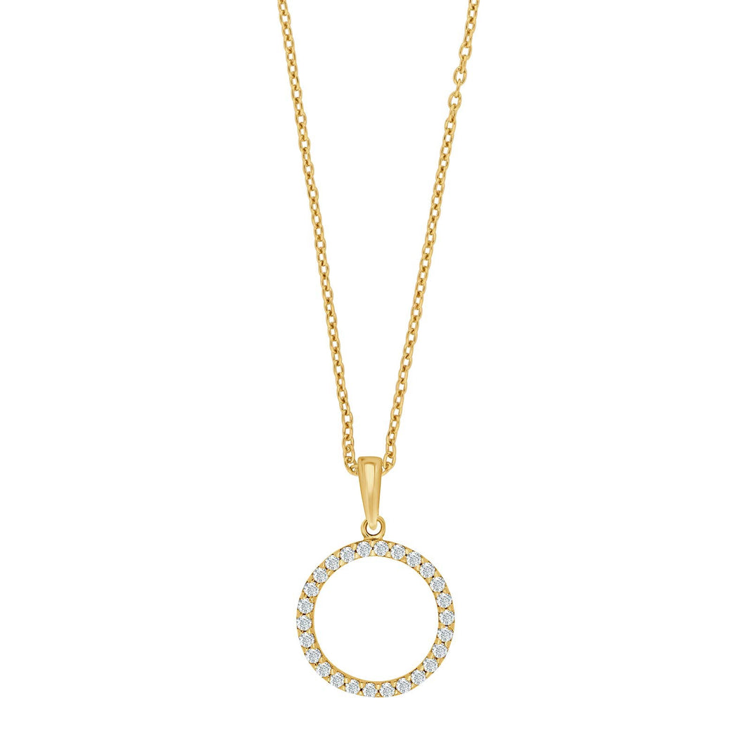 8ct. gold pendant circle w/cz incl. goldpl. chain