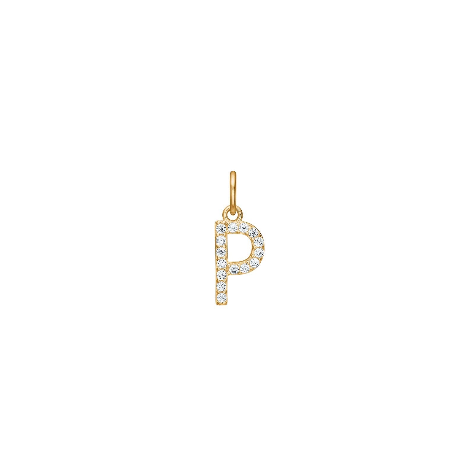 14ct. gold pendant letter w. cz.  - A
