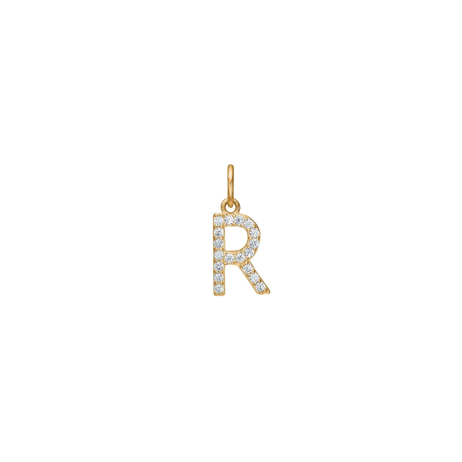 14ct. gold pendant letter w. cz.  - A