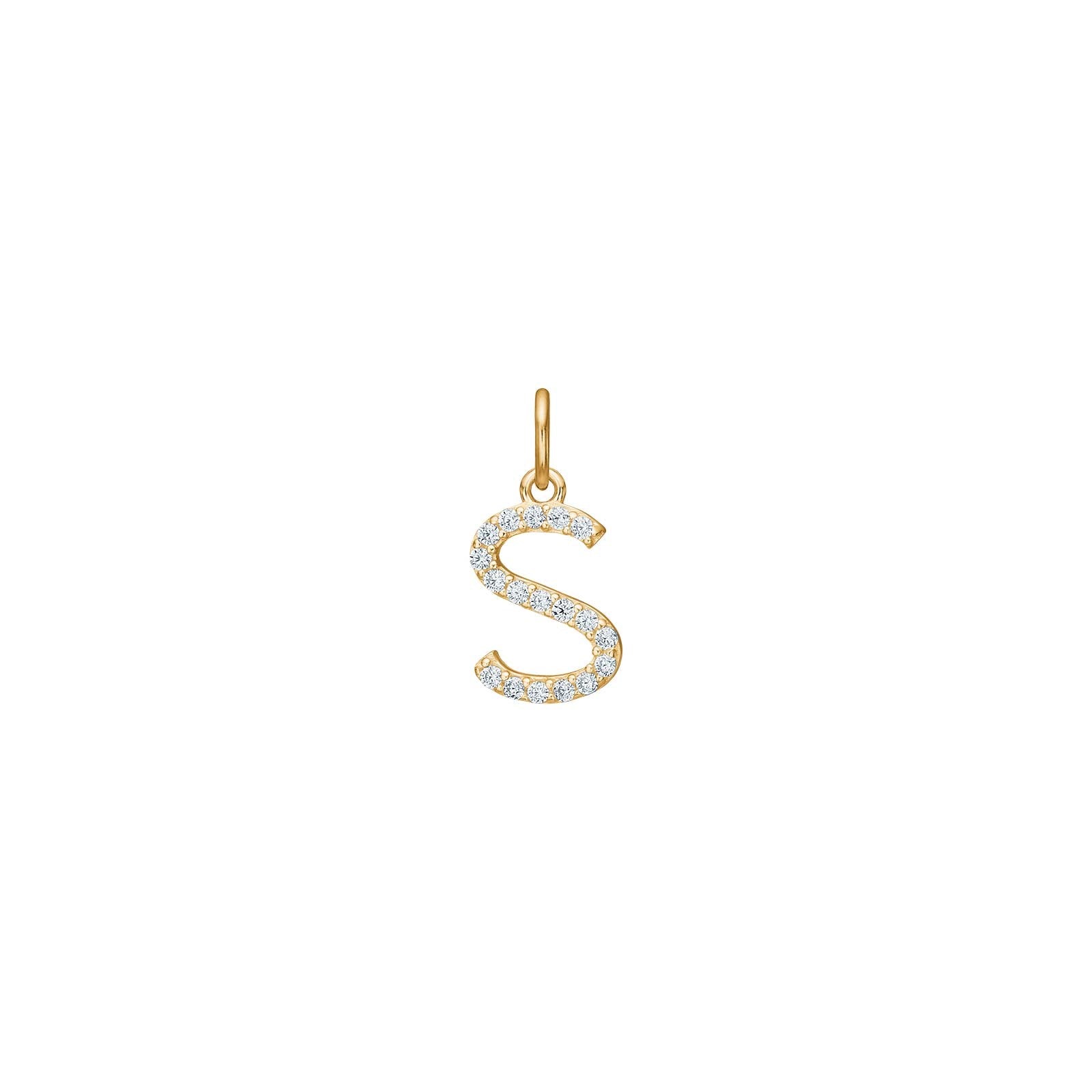 14ct. gold pendant letter w. cz.  - A