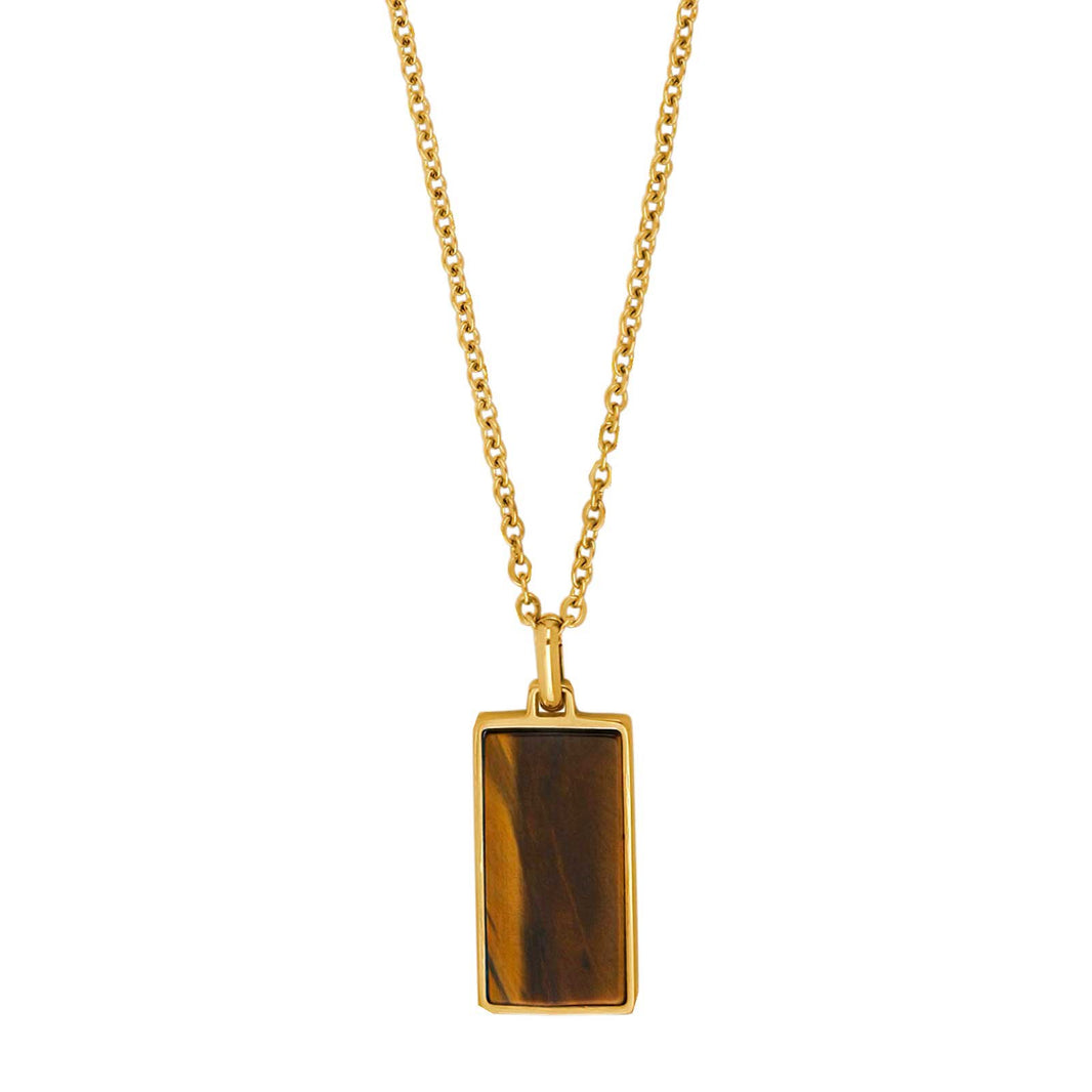 SON Stahl Halskette IP gold mit yellow tiger eye