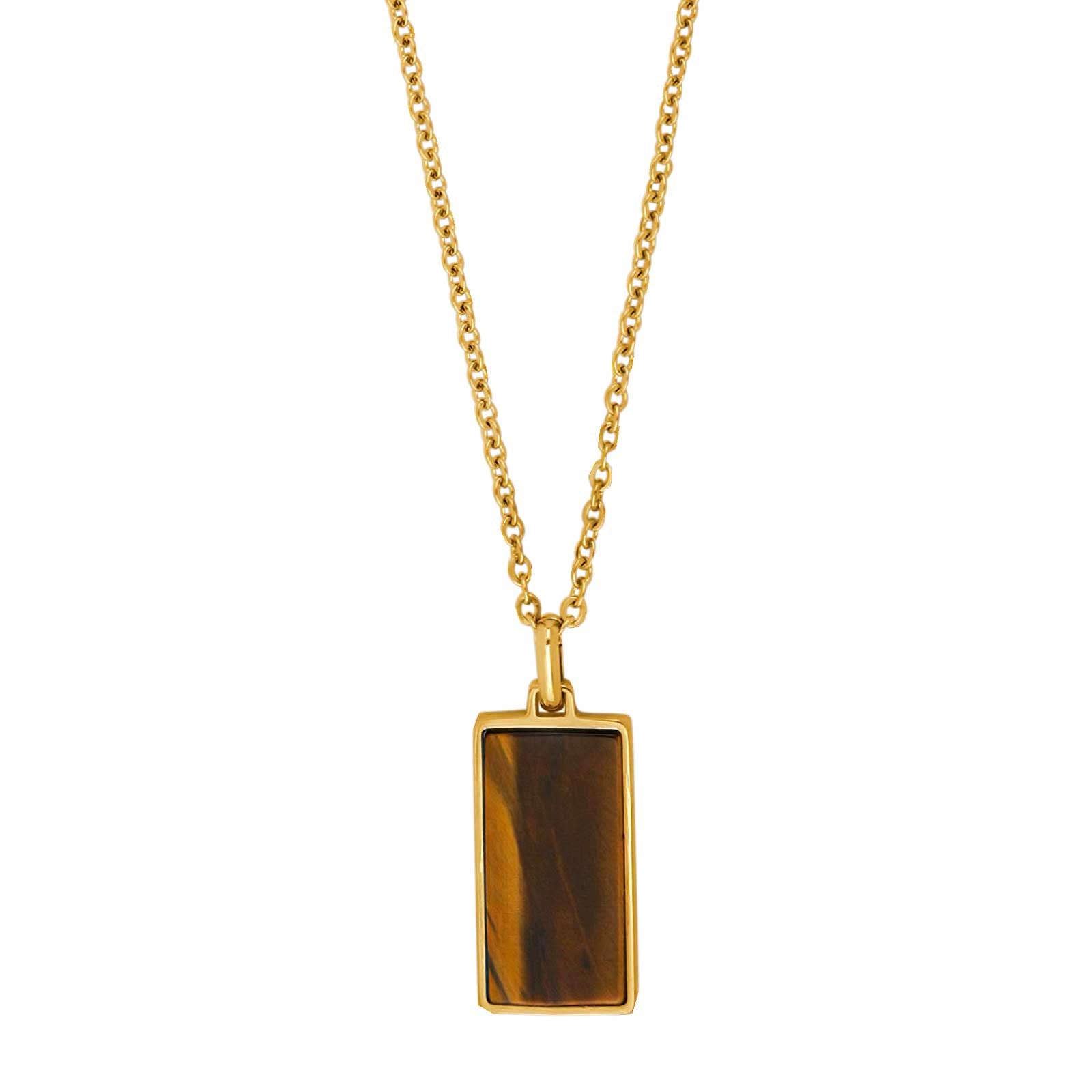 SON chain steel IP gold with yellow tiger eye