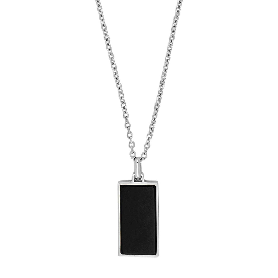 SON Stahl Halskette mit black agate
