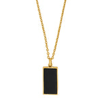 SON chain steel IP gold with black agate