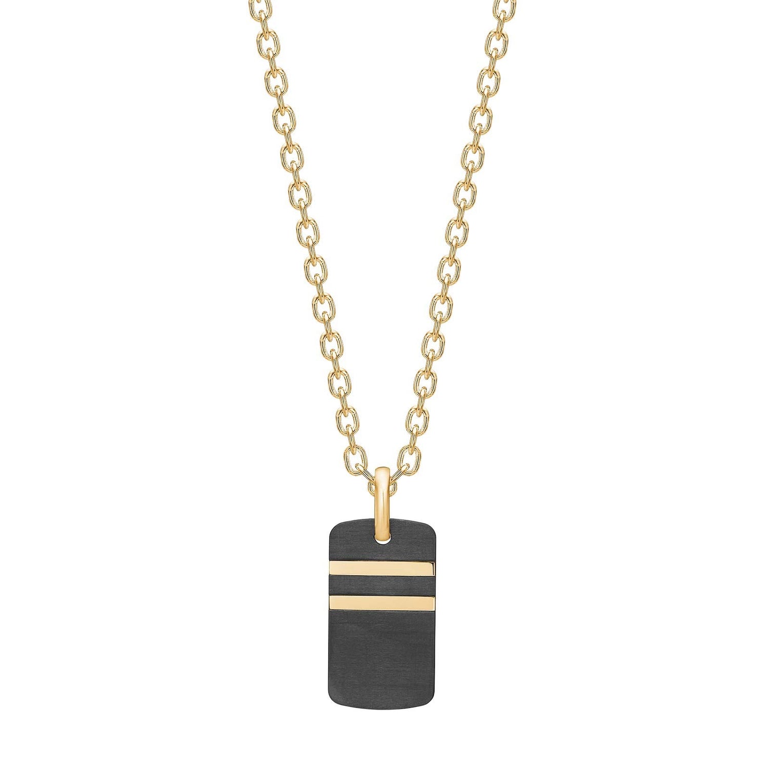 SON Stahl Halskette IP gold mit carbon