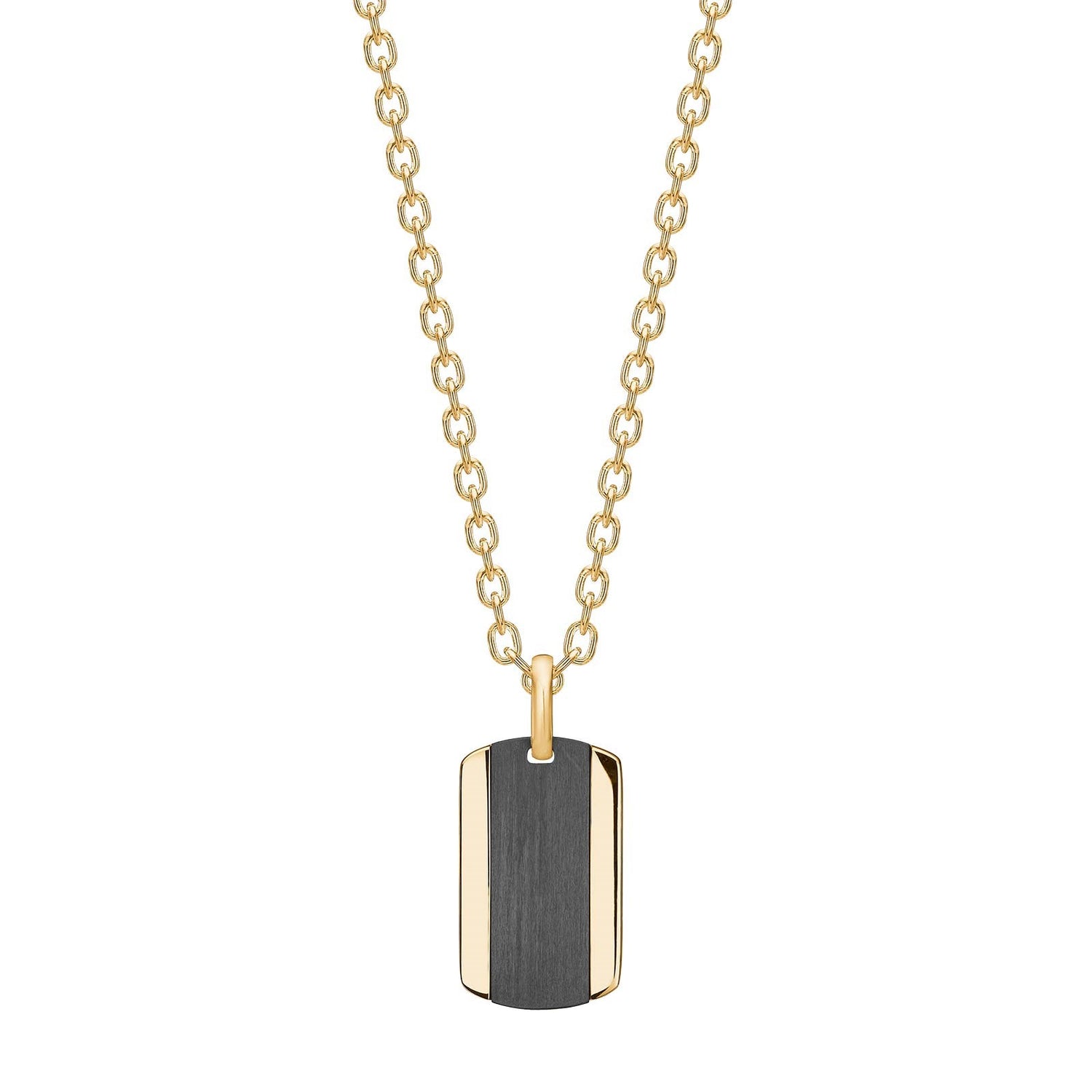 SON Stahl Halskette IP gold mit carbon