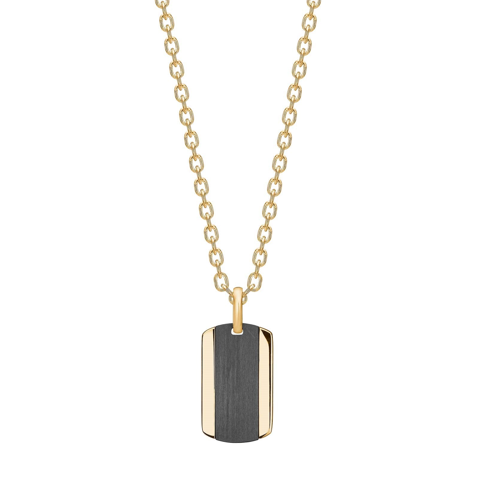 SON Stahl Halskette IP gold mit carbon