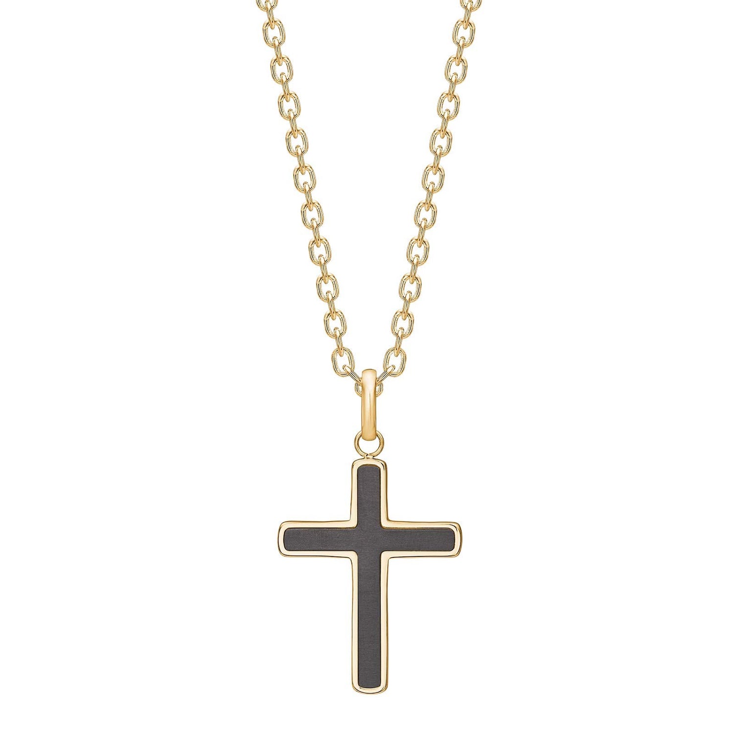 SON chain steel IP gold cross with carbon