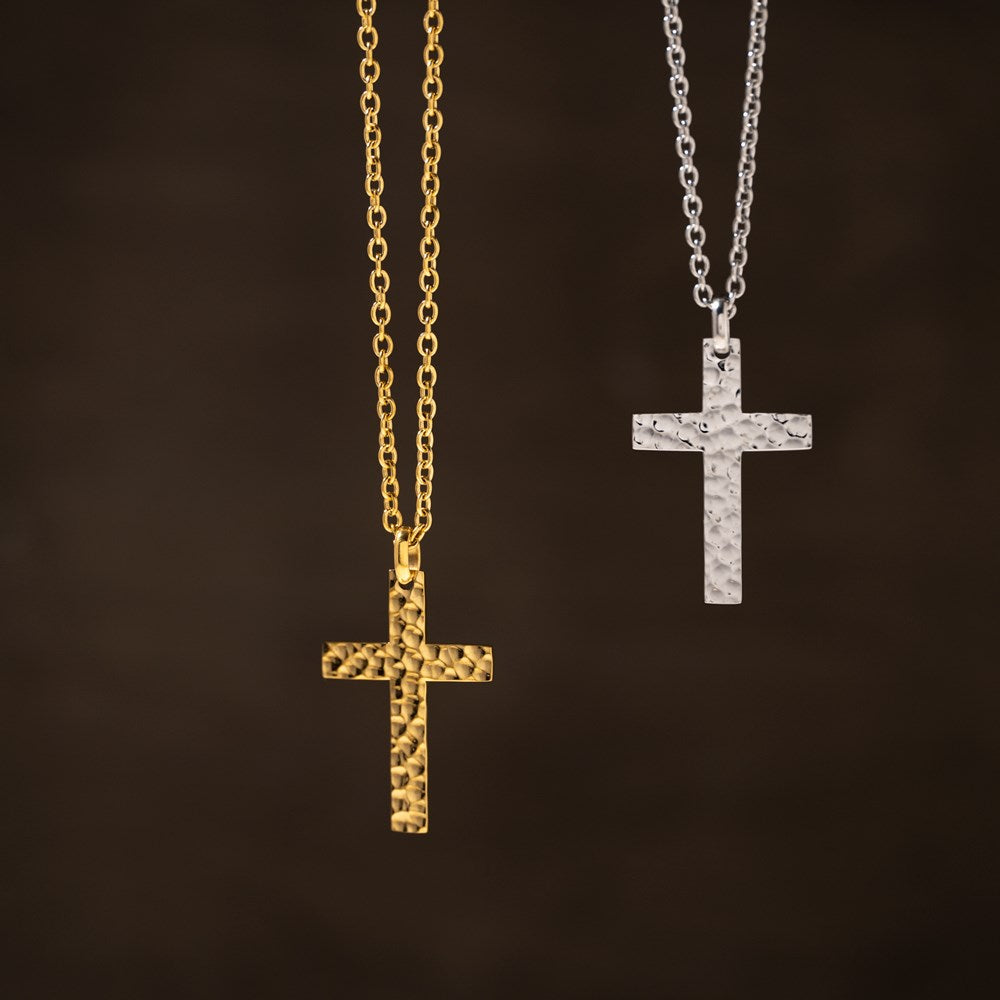 SON  Halskette Stahl IP gold mit Kreuz
