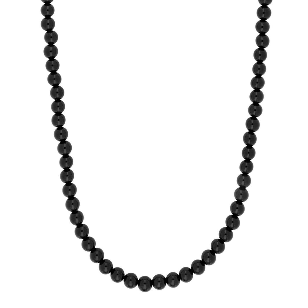 SON  Halskette Stahl mit schwartz Agate 6mm