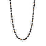 SON kæde stål med yellow tiger eye/mat onyx/lava 6mm