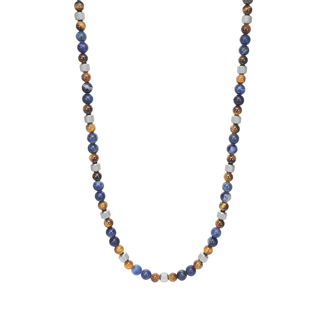 SON  Halskette Stahl mit sodalite/tiger eye