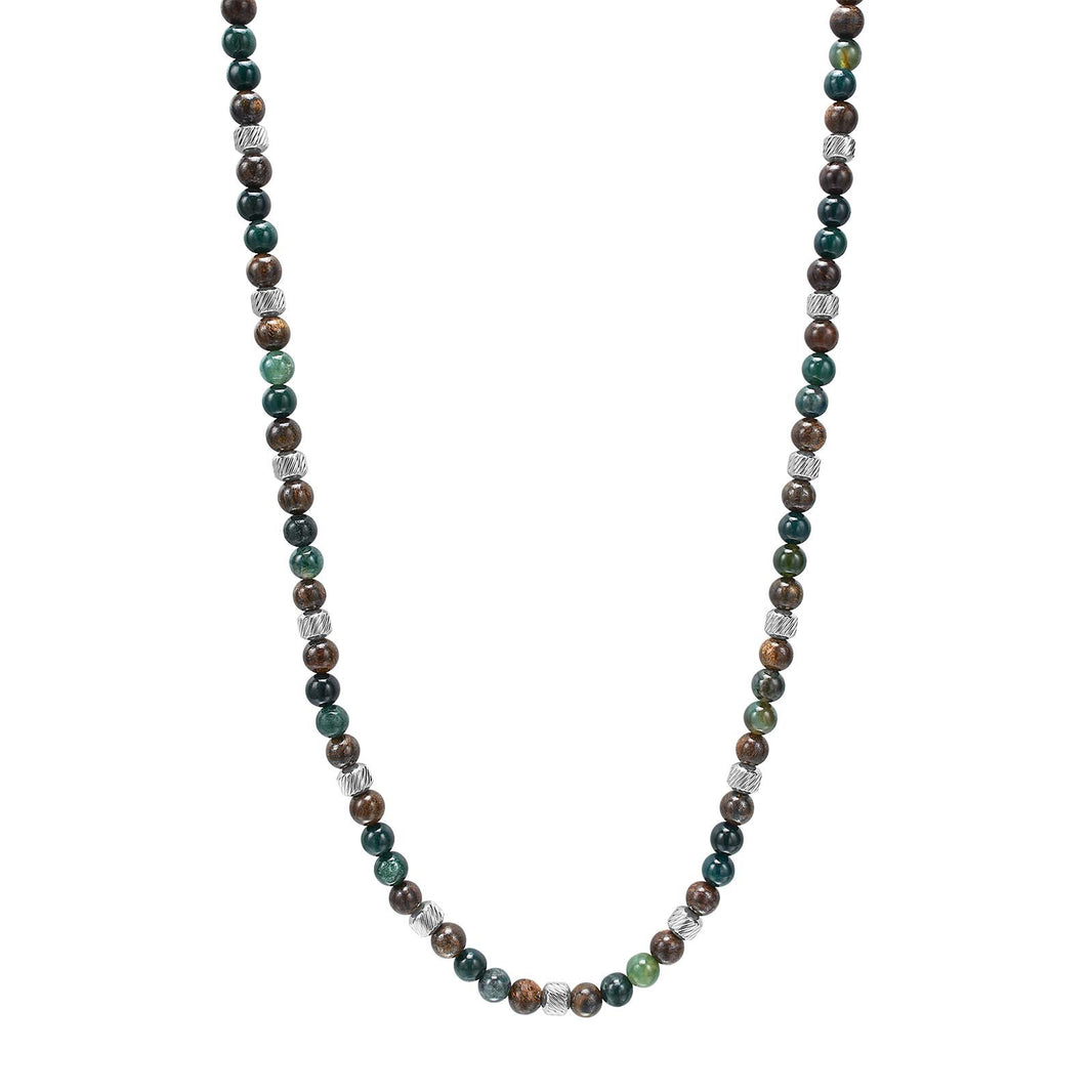 SON chain steel w. moss agate/ilmenite bronzitite