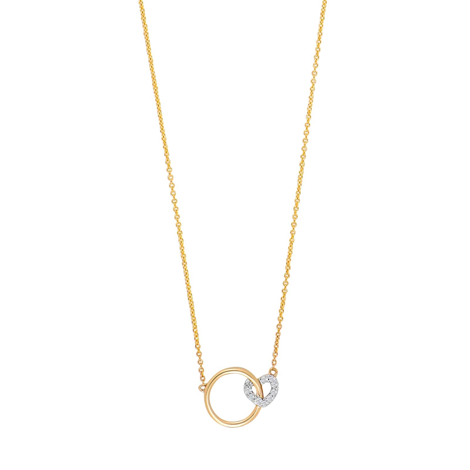 14kt. Goldhalskette m/dia. 0.02ct W/SI