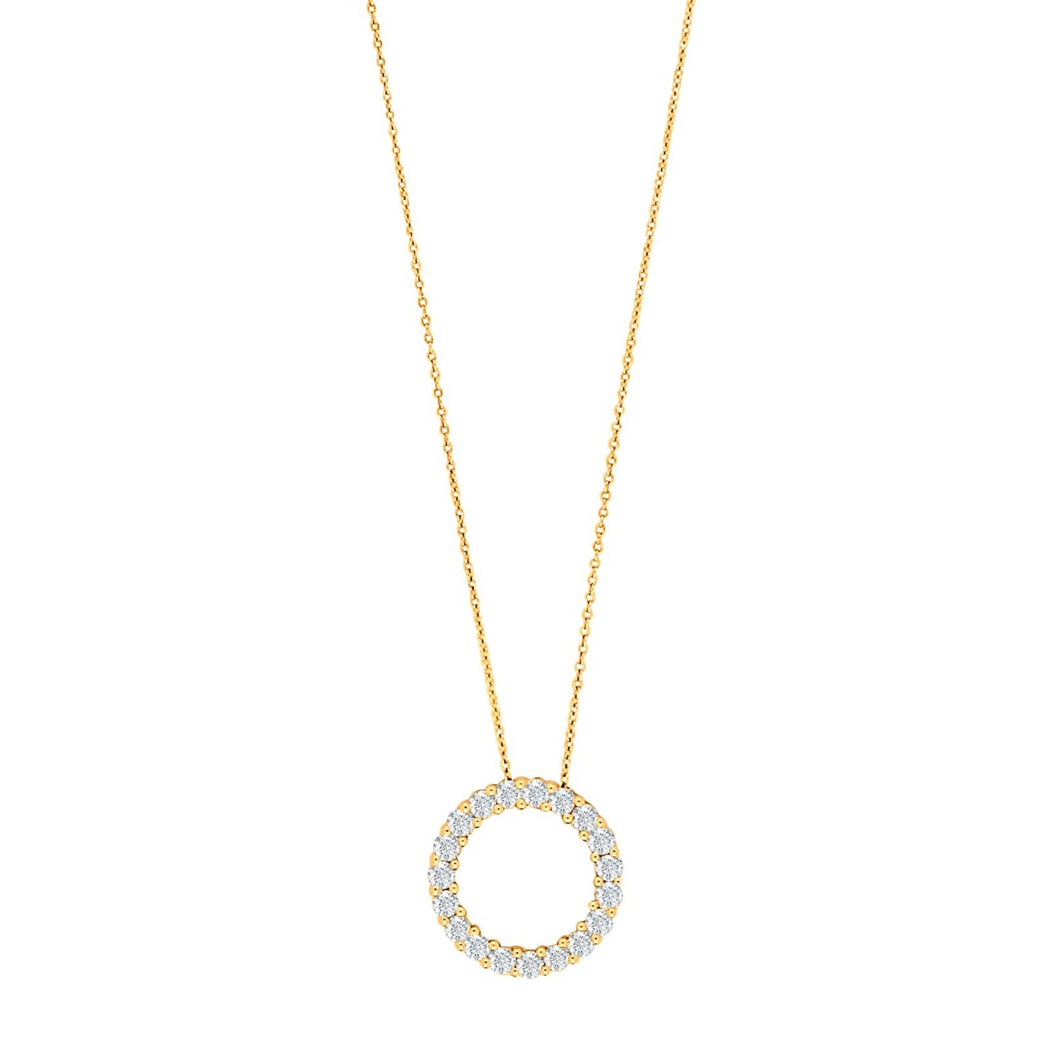 14kt. guldhalskæde m/cirkel dia. 0.495ct W/SI