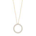 14kt. guldhalskæde m/cirkel dia. 0.98ct W/SI