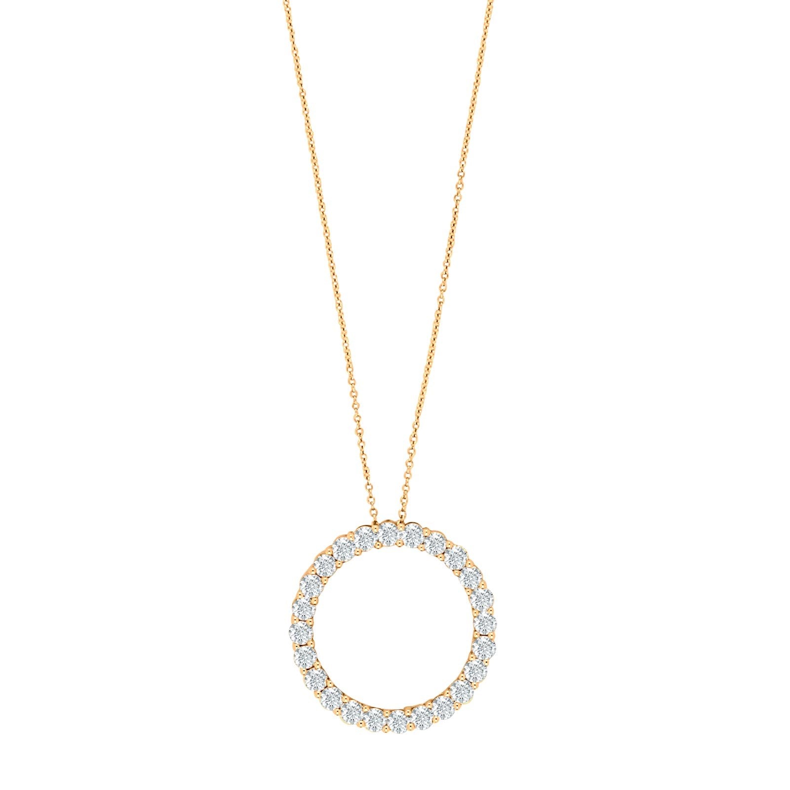 14kt. guldhalskæde m/cirkel dia. 0.98ct W/SI