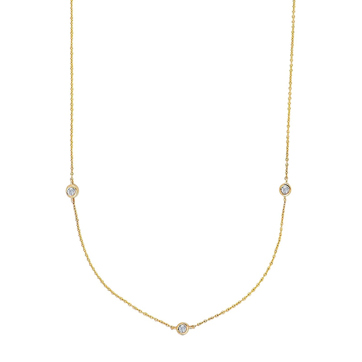 14ct. gold necklace w/3 x dia. 0.01ct W/SI