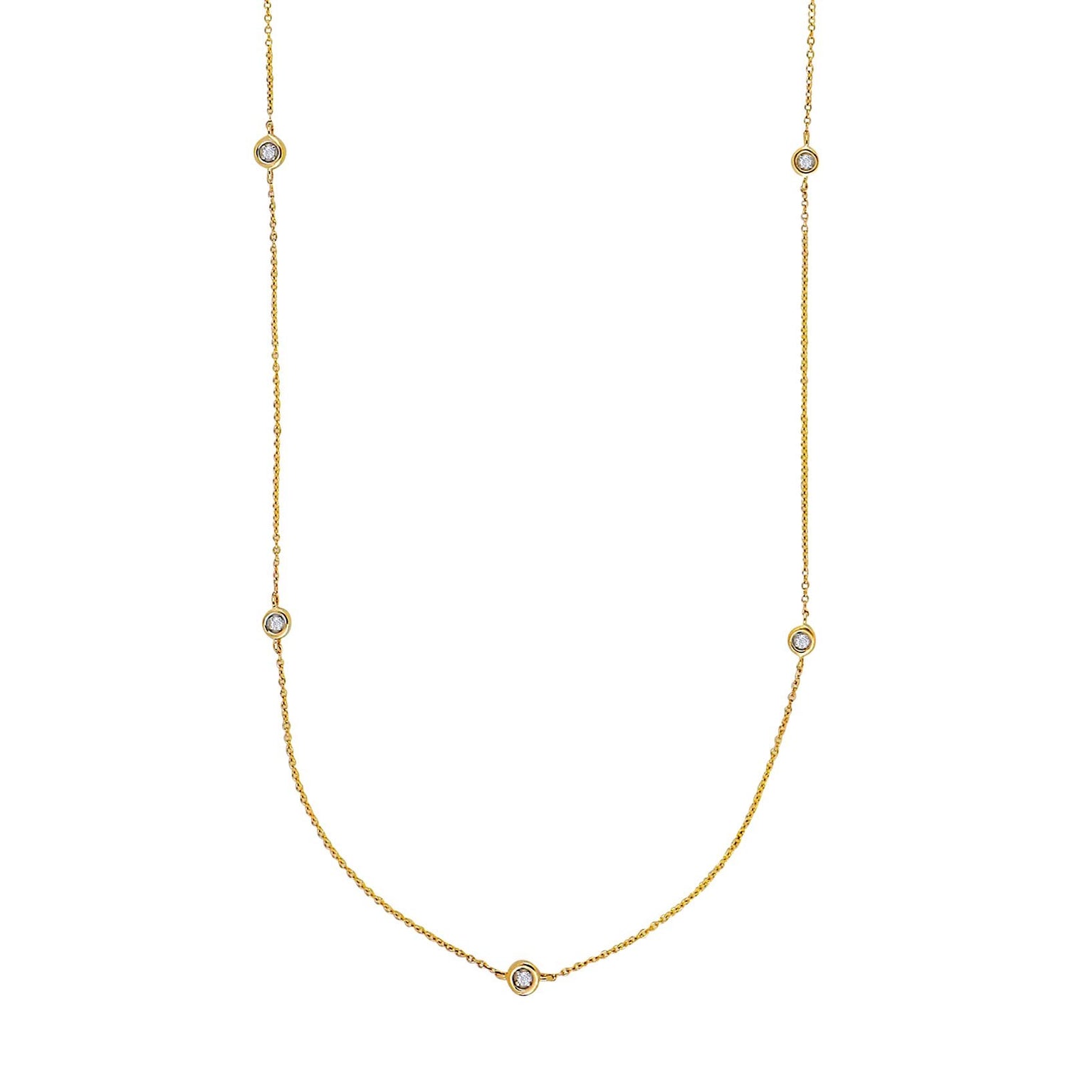 14ct. gold necklace w/5 x dia. 0.02ct W/SI