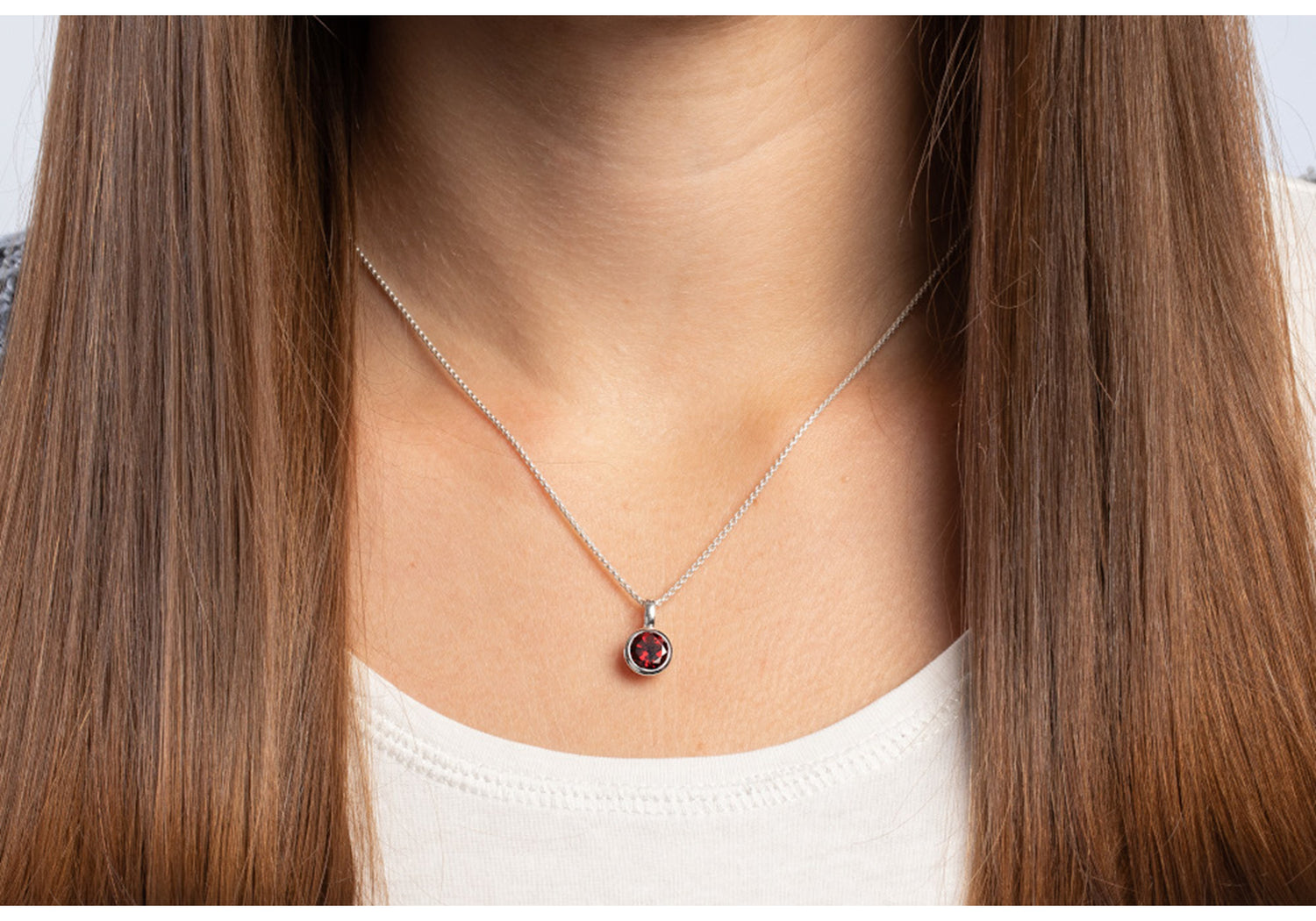 925/- Anhänger Rohling, Granat 1,40 ct - Nicht rhodiniert