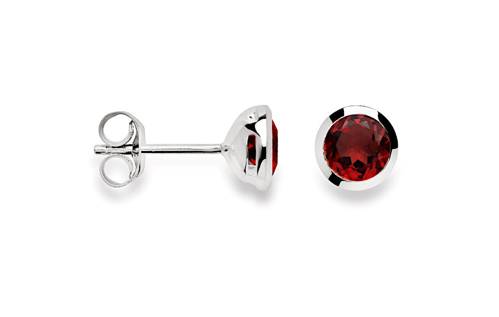 925/- Ohrringe poliert, Granat 0,9ct - Nicht rhodiniert