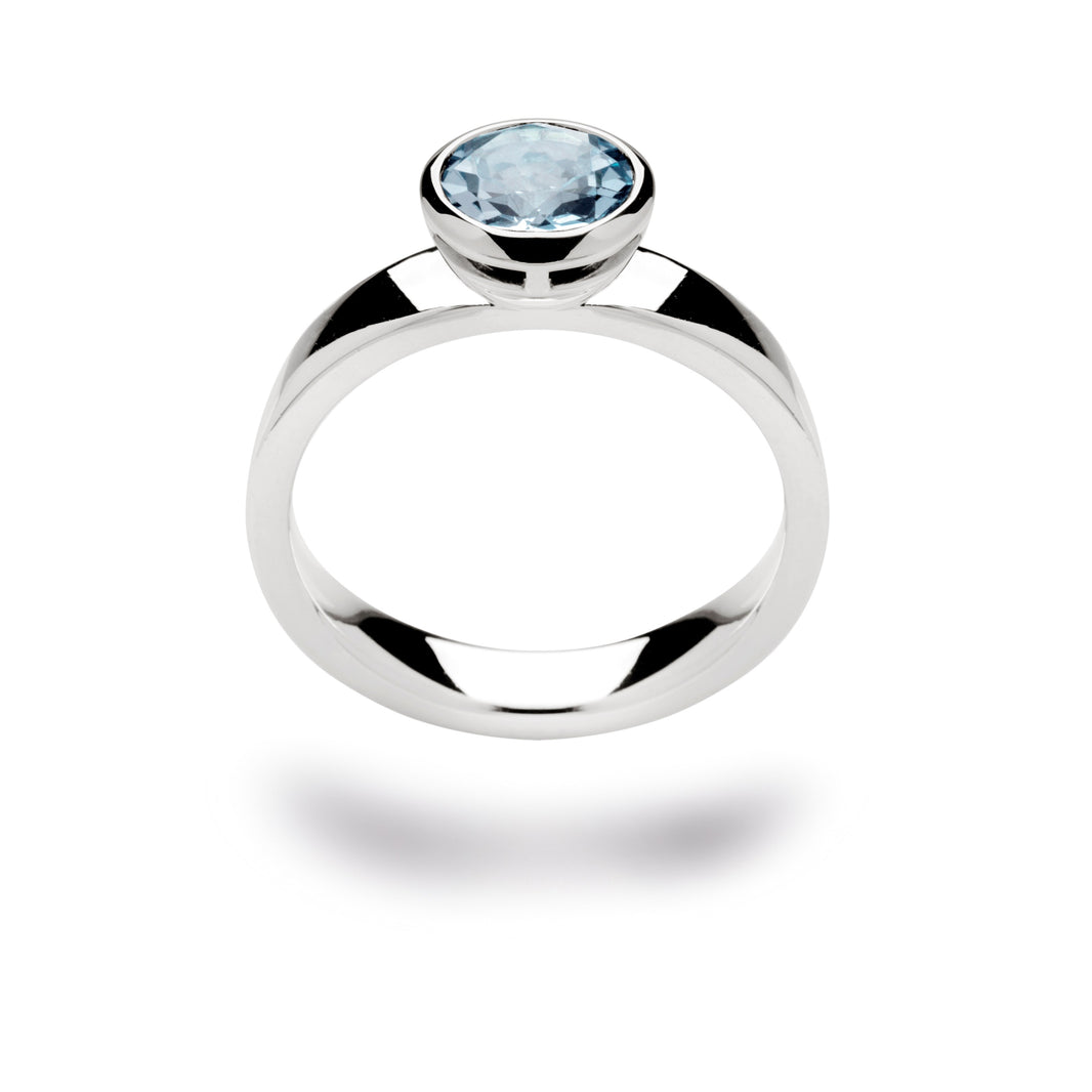 925/- Ring blank, blå topas 1,70ct