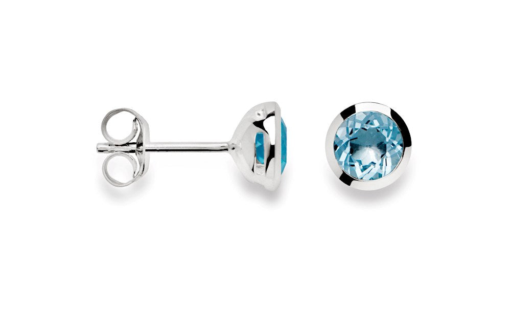 925/- Ohrringe poliert, Blautopas 1,02ct - Nicht rhodiniert