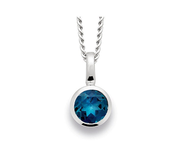 925/- Anhänger glänzend, Topas London Blue 1,2ct - Nicht rhodiniert