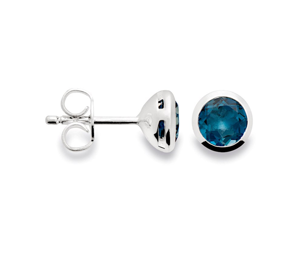 925/- Earrings shiny, topaz London Blue 1.24ct